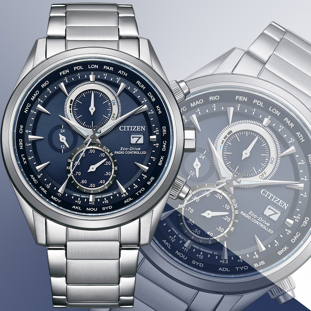 CITIZEN 星辰 空中之鷹光動能全球電波時計腕錶-藍 AT8260-85L, , large