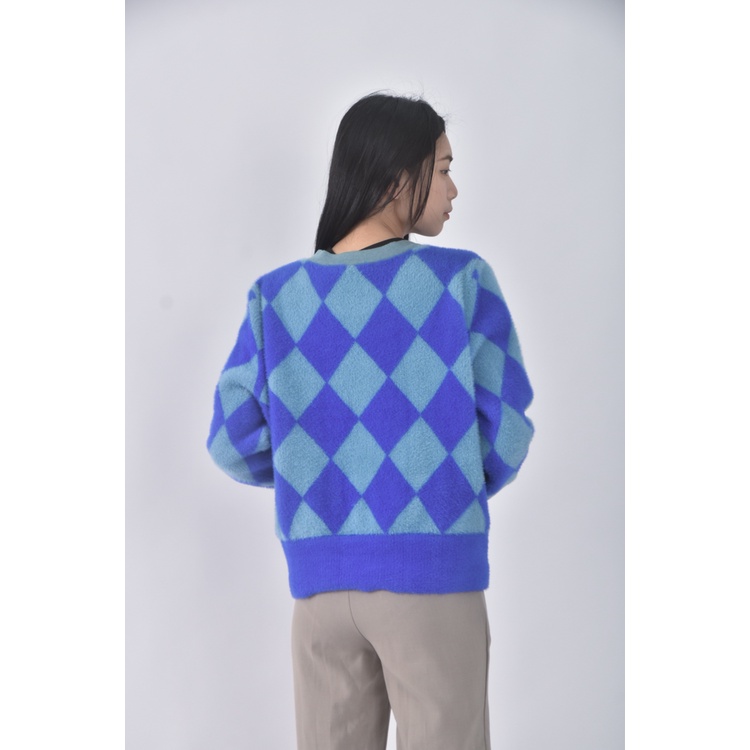 (S) pazzo棉質棋盤格開衫藍色外套二手衣, , large