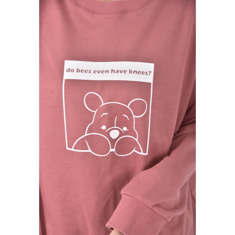 (L) disney質感維尼粉色長袖上衣二手衣, , large