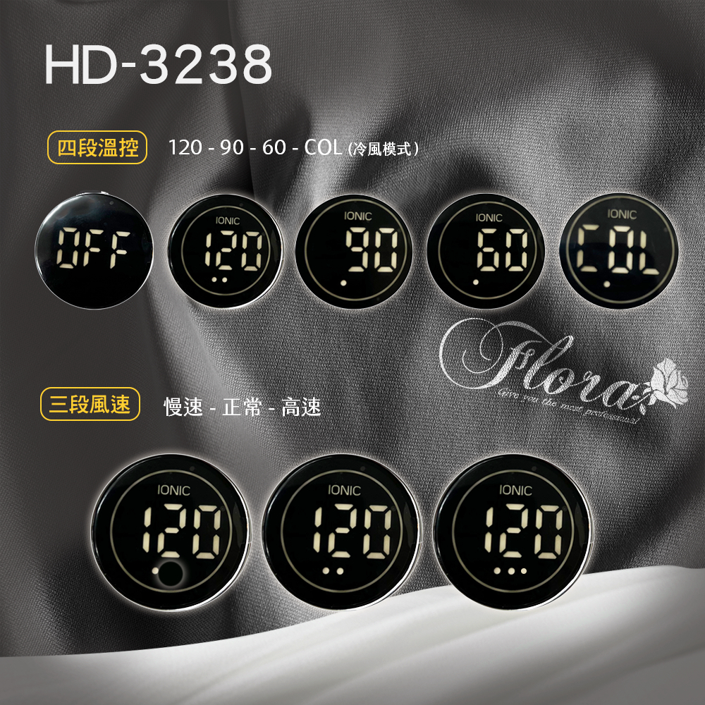 FLORA HD-3238無刷吹風機-低調灰, , large