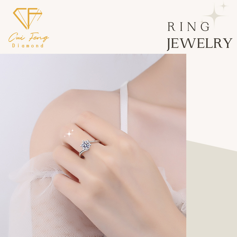 【CF鑽飾】戒指《1克拉男女對戒 經典E》莫桑鑽 純銀 鑽戒, , large