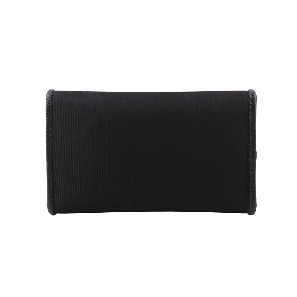 PRADA 金色三角牌Logo 尼龍壓釦六孔鑰匙包/黑色, , large