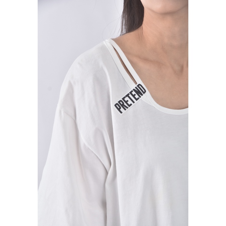 (L) blackfriday質感棉質純棉白色短袖上衣二手衣, , large