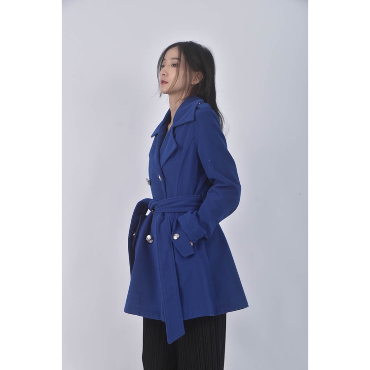 (S) lazy daisy大衣厚磅藍色外套二手衣, , large