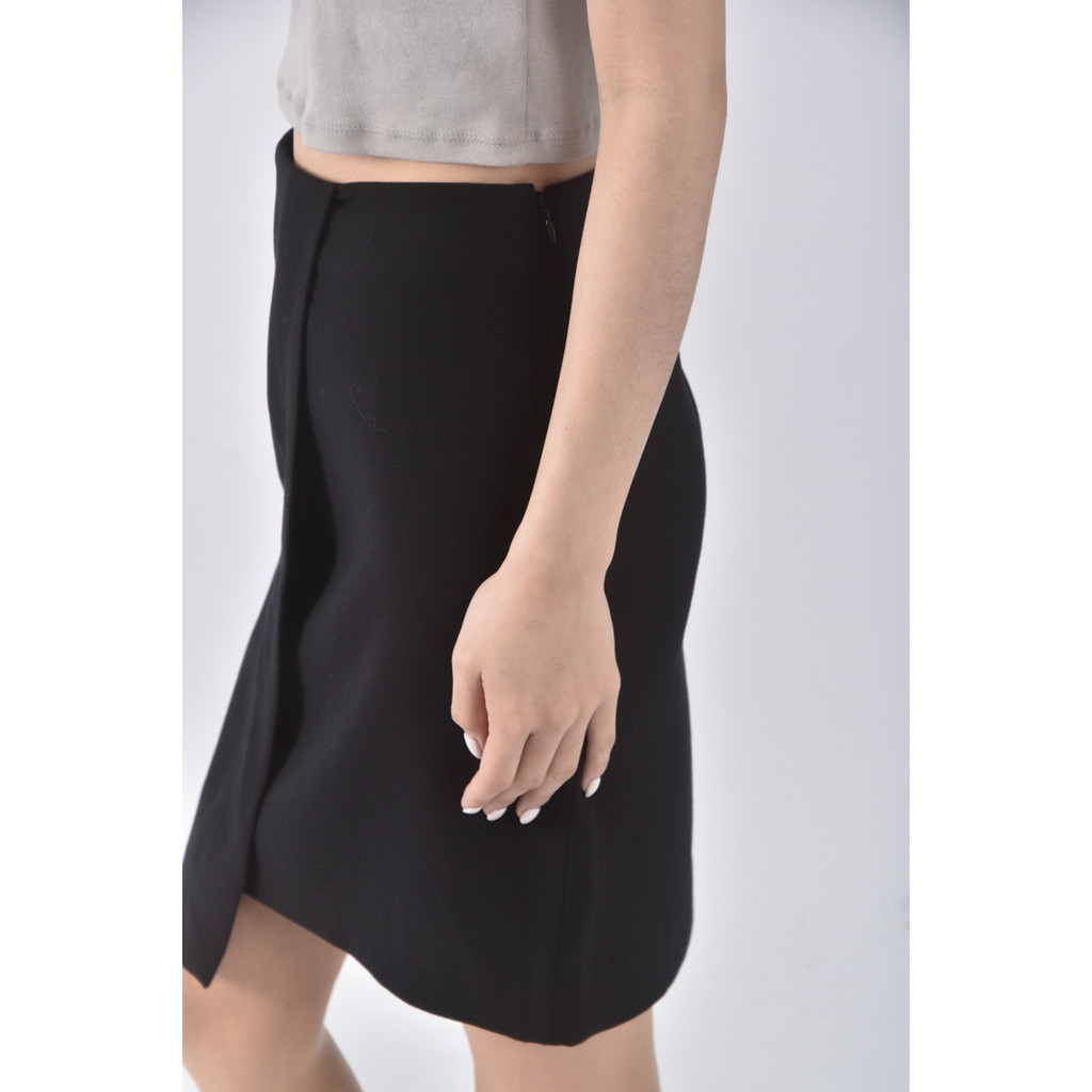 (L) giordano ladies西裝不對稱黑色短裙二手衣, , large