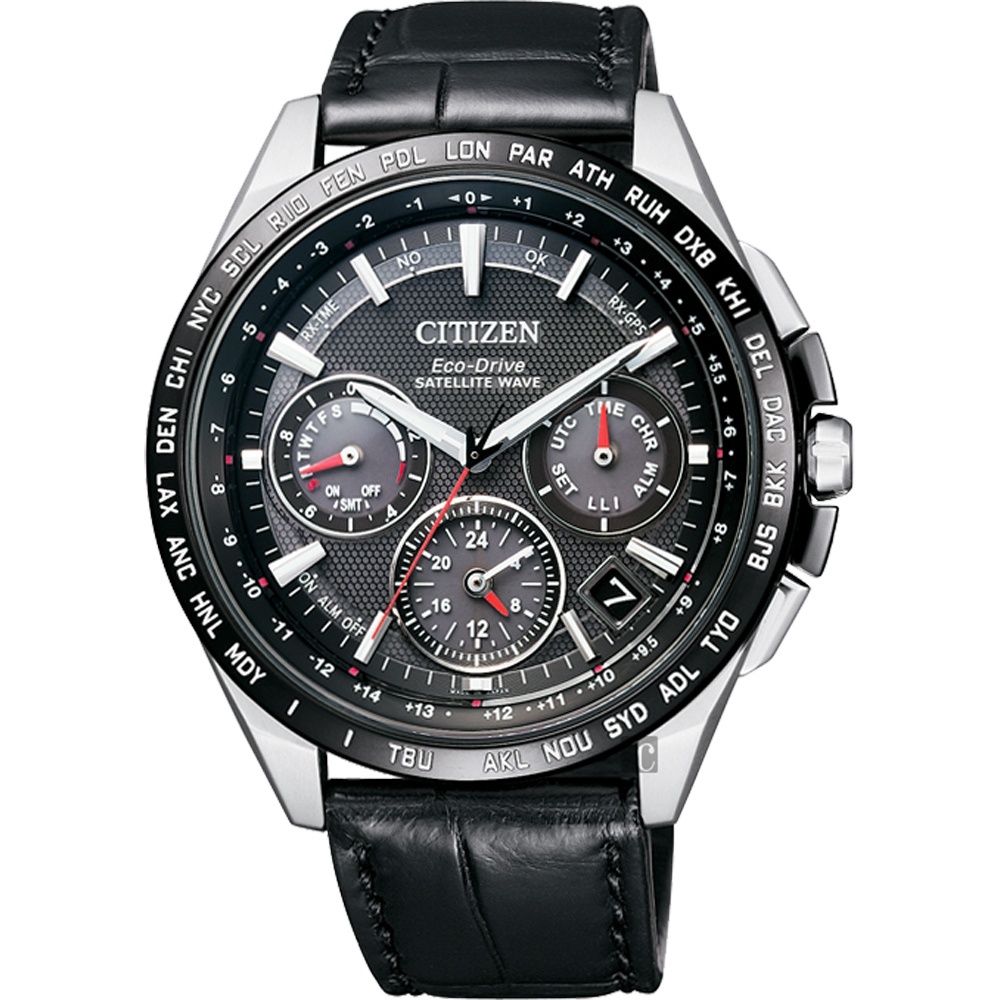 CITIZEN 星辰 Eco-Drive 鈦 光動能GPS衛星對時錶-黑/43mm CC9015-03E, , large