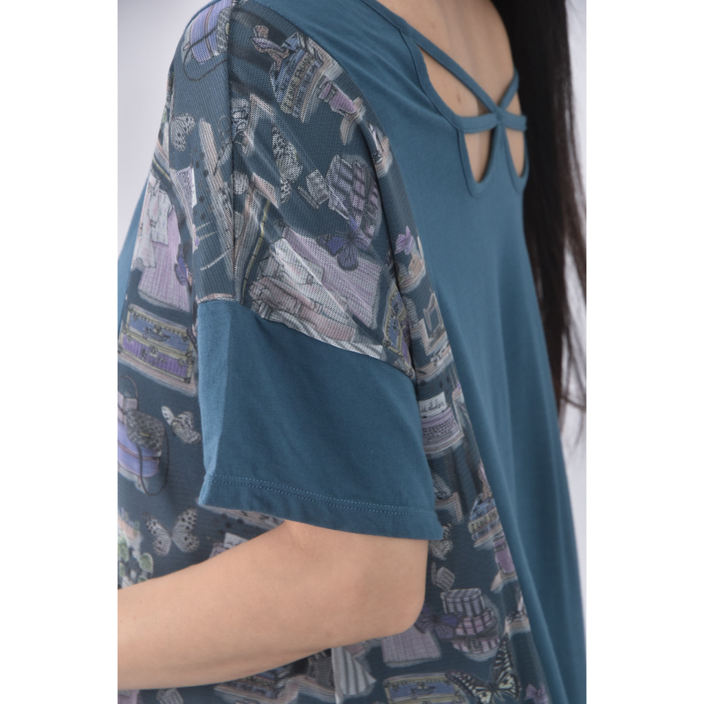 (S) scolar棉質拼接綠色洋裝二手衣, , large