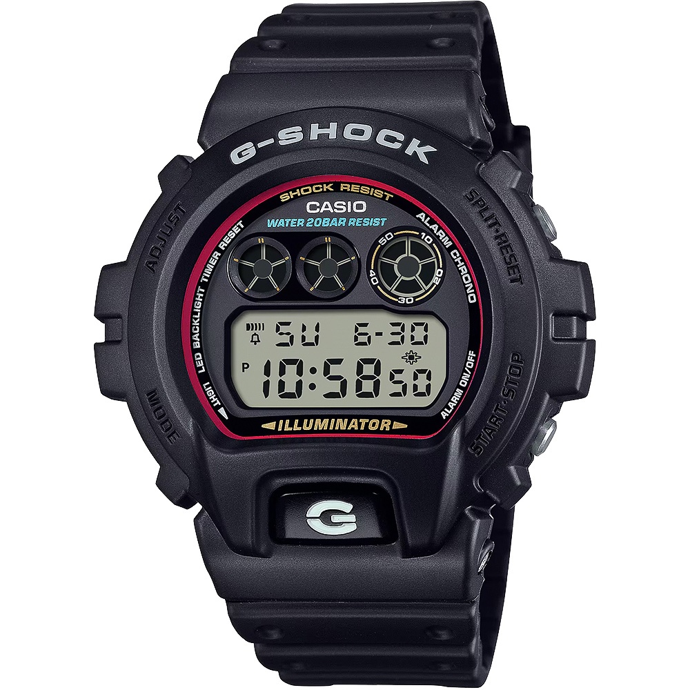 CASIO 卡西歐 G-SHOCK 經典配色電子錶 學生錶 手錶-黑 DW-6900RL-1, , large