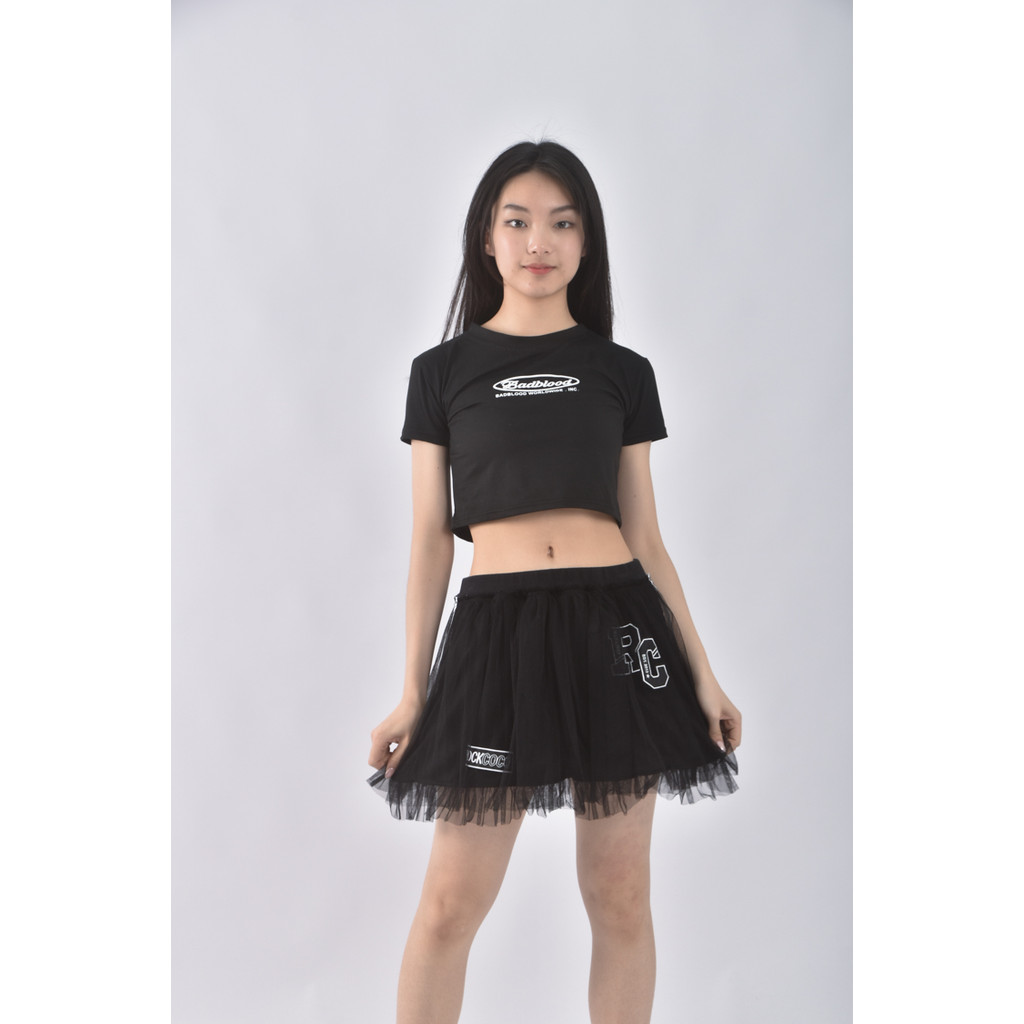 (S) rockcoco質感棉質紡紗黑色短裙二手衣, , large