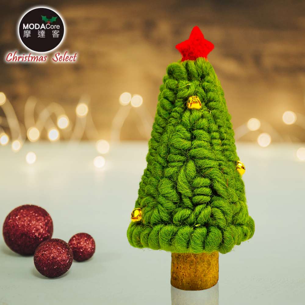 摩達客-羊毛氈紅樹頂星綠色聖誕樹造型擺飾品-交換禮物耶誕派對推薦, , large