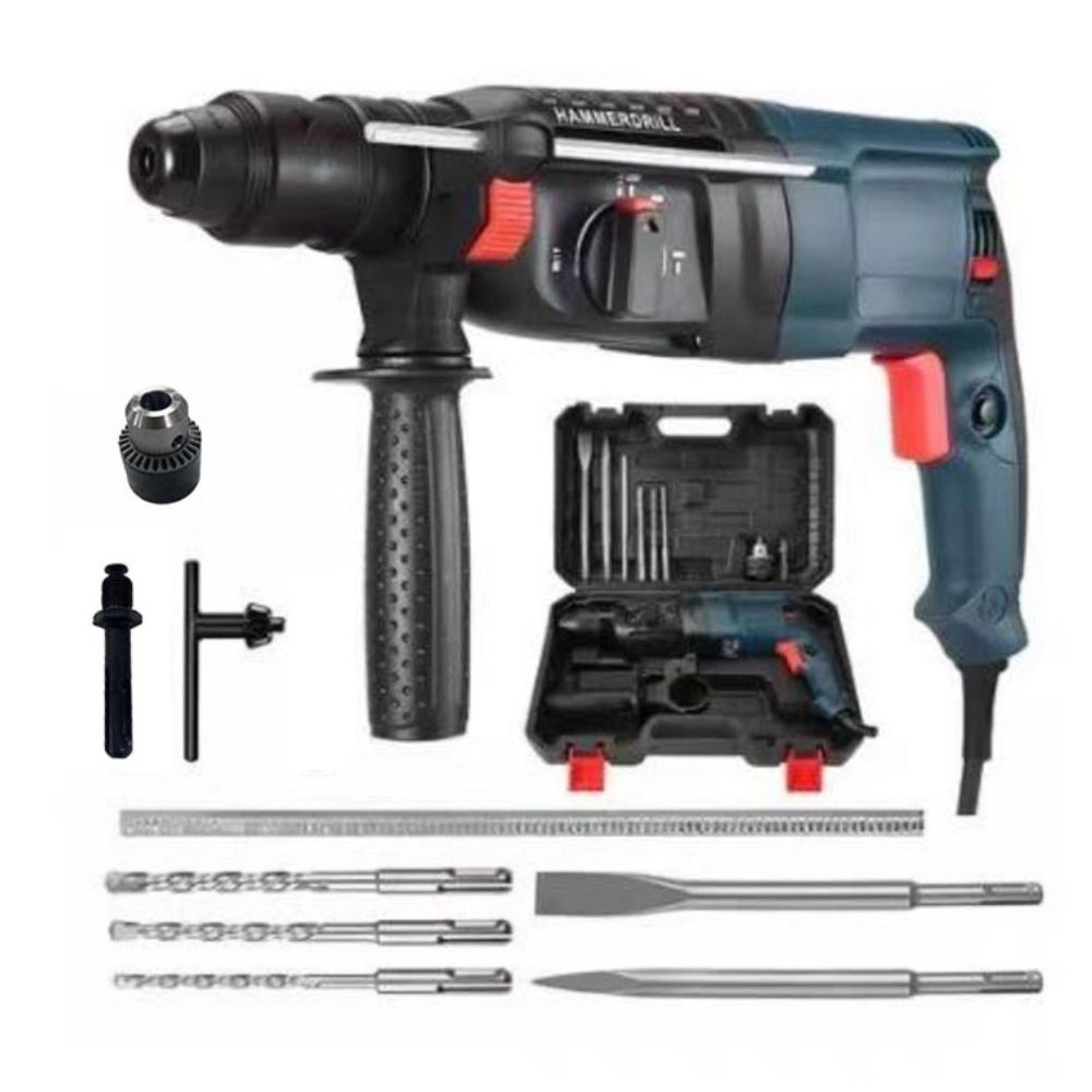 28D電鑽工具箱+五隻鑽頭+電錘轉電鑽夾頭, , large