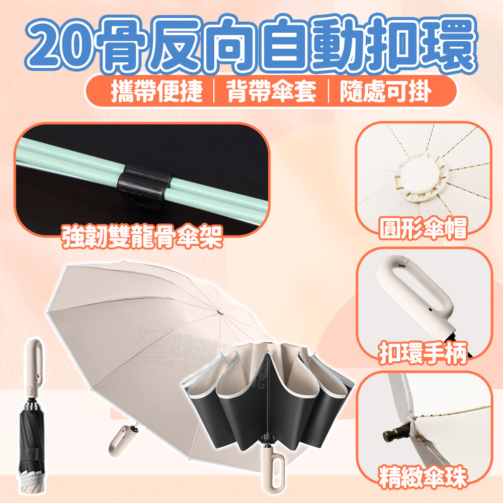 【咪咪購物】VID 雨傘 折疊傘 20骨｜自動反向扣環｜黑色｜開車族必備, , large