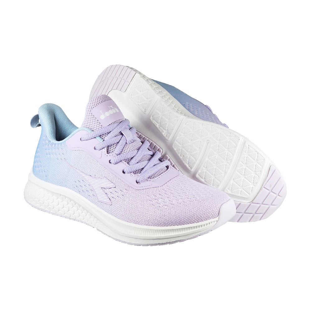 DIADORA迪亞多那 奇幻天空慢跑鞋 女運動鞋 女鞋 漸層 一體成型 透氣 飛織 輕量 減壓 抗菌 吸震 止滑 白粉紫, , large