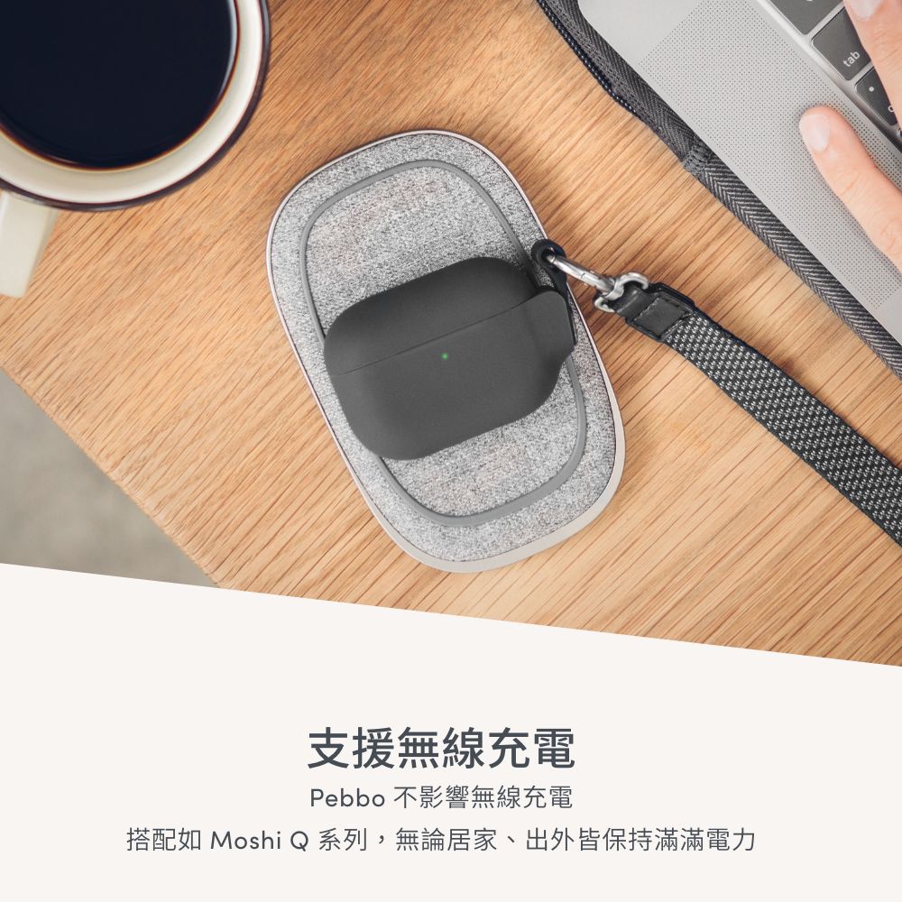 Moshi Pebbo for AirPods 3 保護套 藍牙耳機充電盒 (附可拆式腕帶)-米色（僅適用AirPods 3）, , large