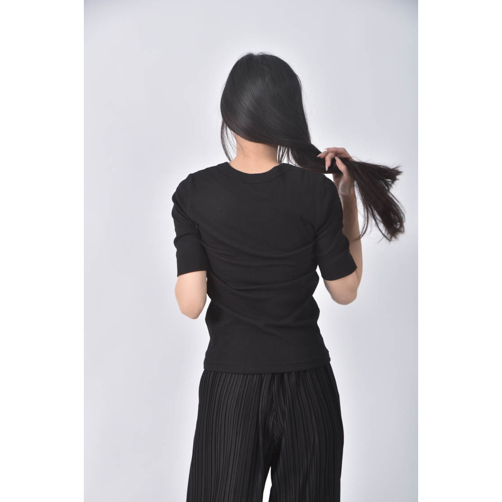 (S) beauty and youth圓領黑色短袖上衣二手衣, , large