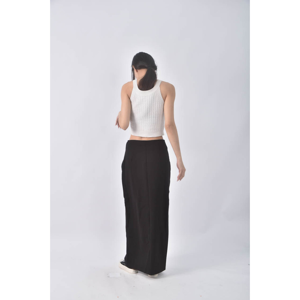 (M) 排扣黑色長裙二手衣, , large