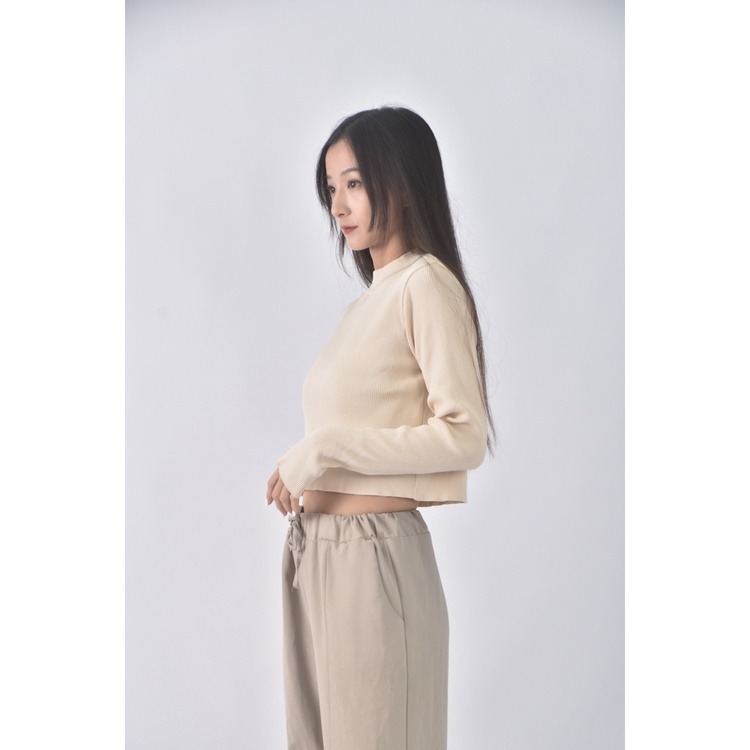 (S) united tokyo質感坑紋杏色長袖上衣二手衣, , large