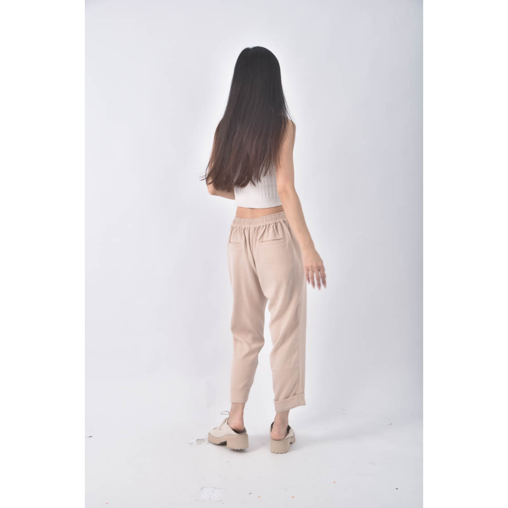 (S) wear to eat高腰西裝寬鬆粉色長褲二手衣, , large