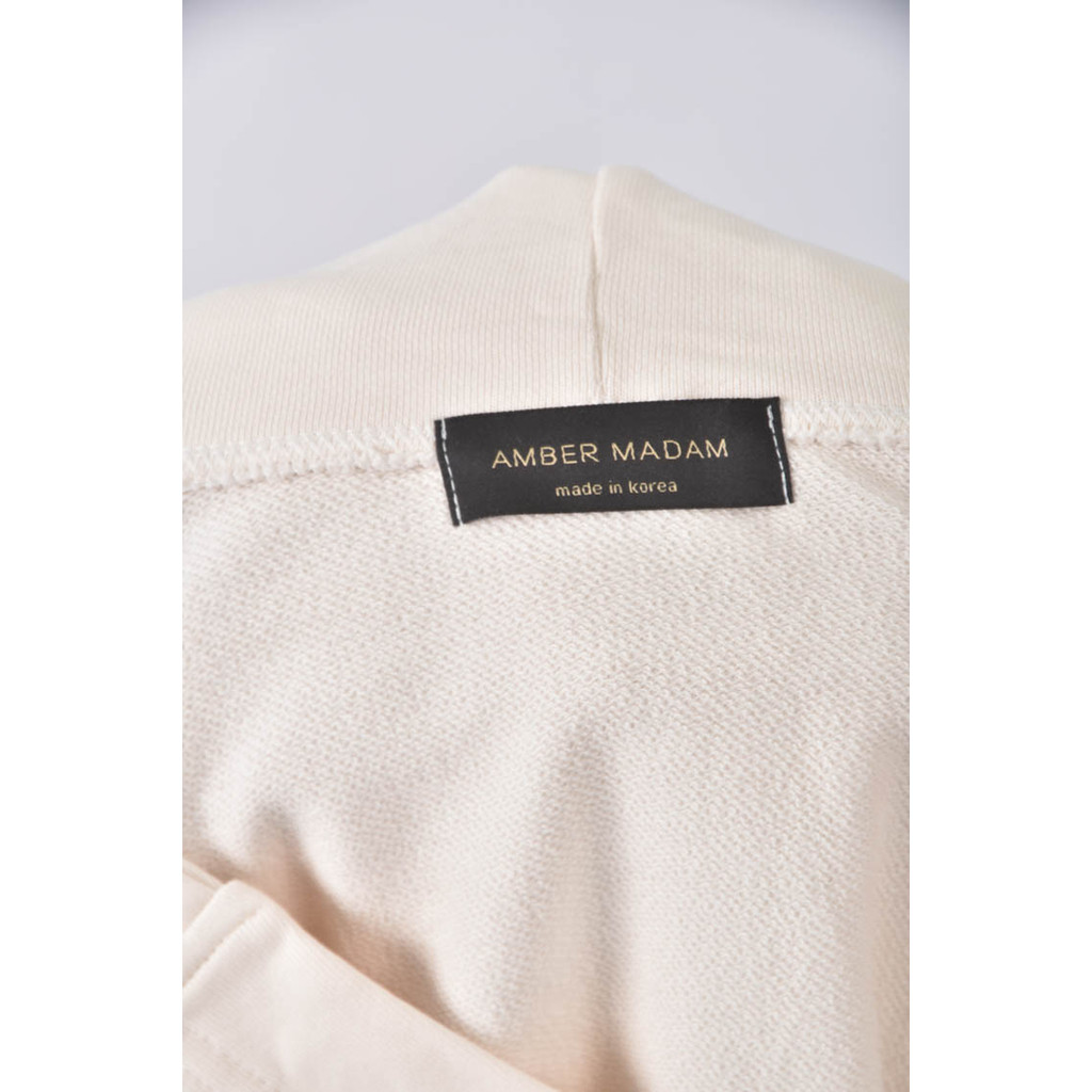 (F) amber madam韓牌連帽寬鬆杏色短袖上衣二手衣, , large