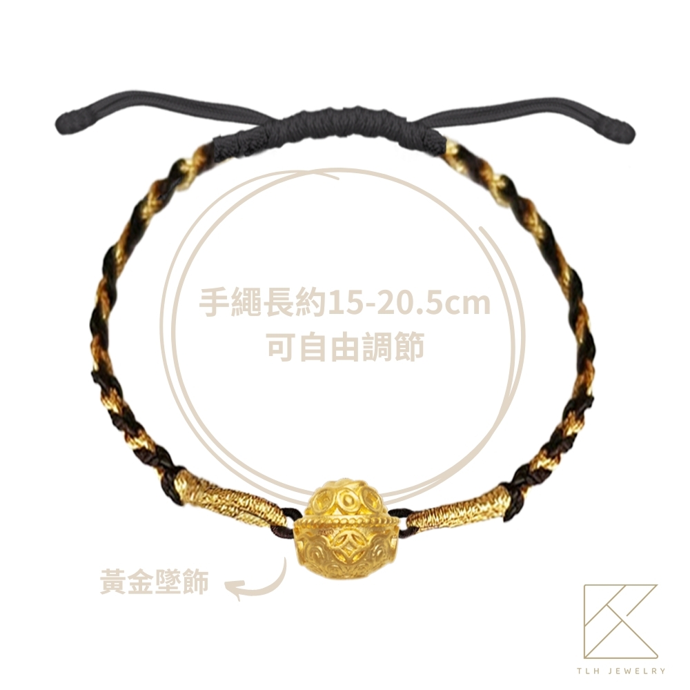 【TLH】黃金墜編織手繩 純金999 多選 時來運轉 聚寶盆約重0.08錢&plusmn;0.01, , large