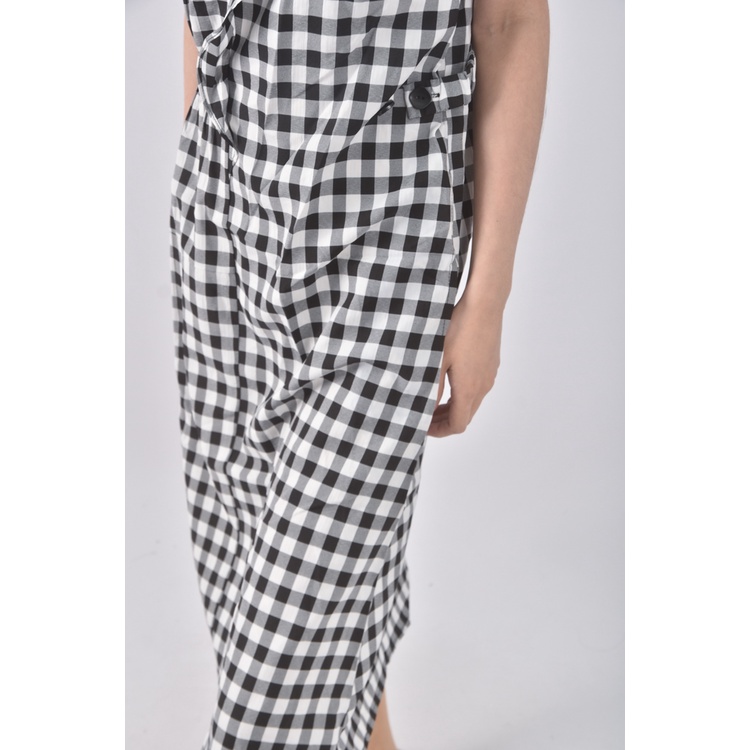 (S) osan格紋黑色洋裝二手衣, , large