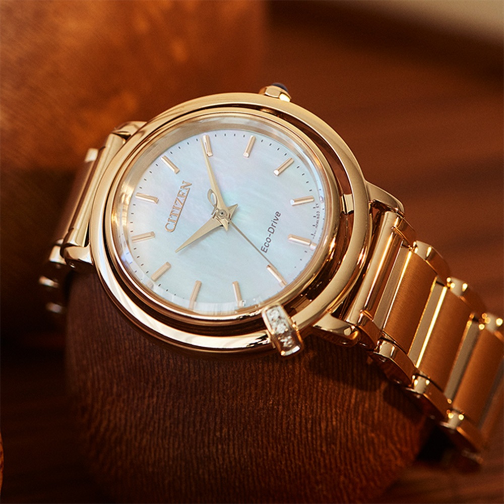 CITIZEN 星辰 L系列 曙光 光動能鑽石女錶 附贈皮革錶帶 EM1093-61D, , large