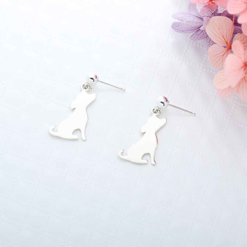 【Angel & Me】幸福 米克斯 小狗 s925純銀 耳環 耳夾 生日 情人節 禮物, , large