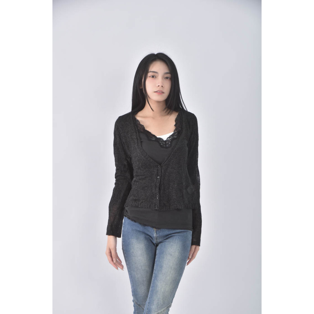 (S) liviana conti兩件式黑色長袖上衣二手衣, , large