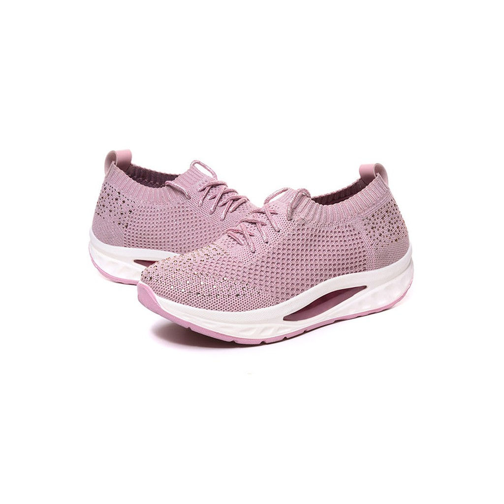 HANG TEN 專利足弓氣墊鞋 女鞋 保庇天后 王彩樺代言 休閒 針織 彈力 美腿 水鑽 透氣 排濕 減壓鞋墊 櫻花粉, , large