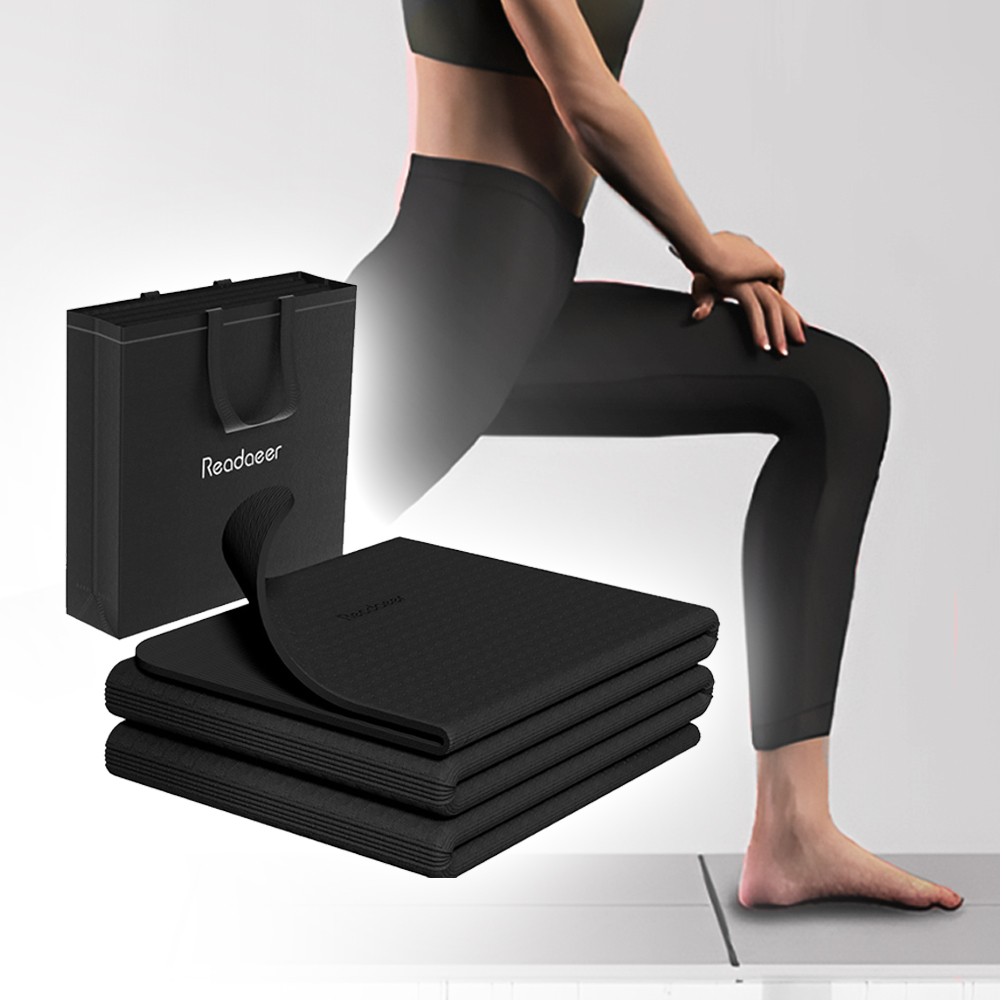 【上手家居】折疊瑜珈墊 183cm 黑色(跳繩墊/健身墊/摺疊瑜珈墊/折疊瑜伽墊/加大瑜珈墊/摺疊瑜伽墊), , large