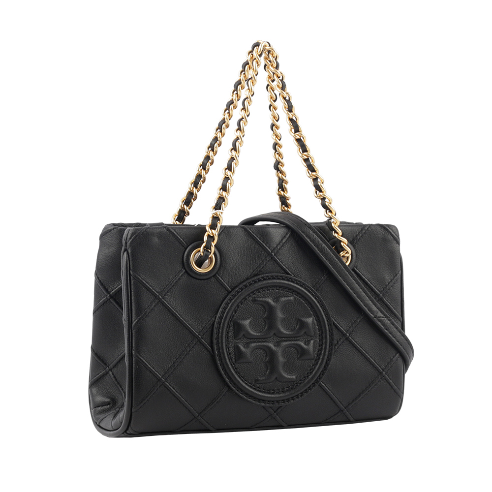 TORY BURCH Fleming 納帕皮革手提/斜背迷你二用托特包/黑色, , large