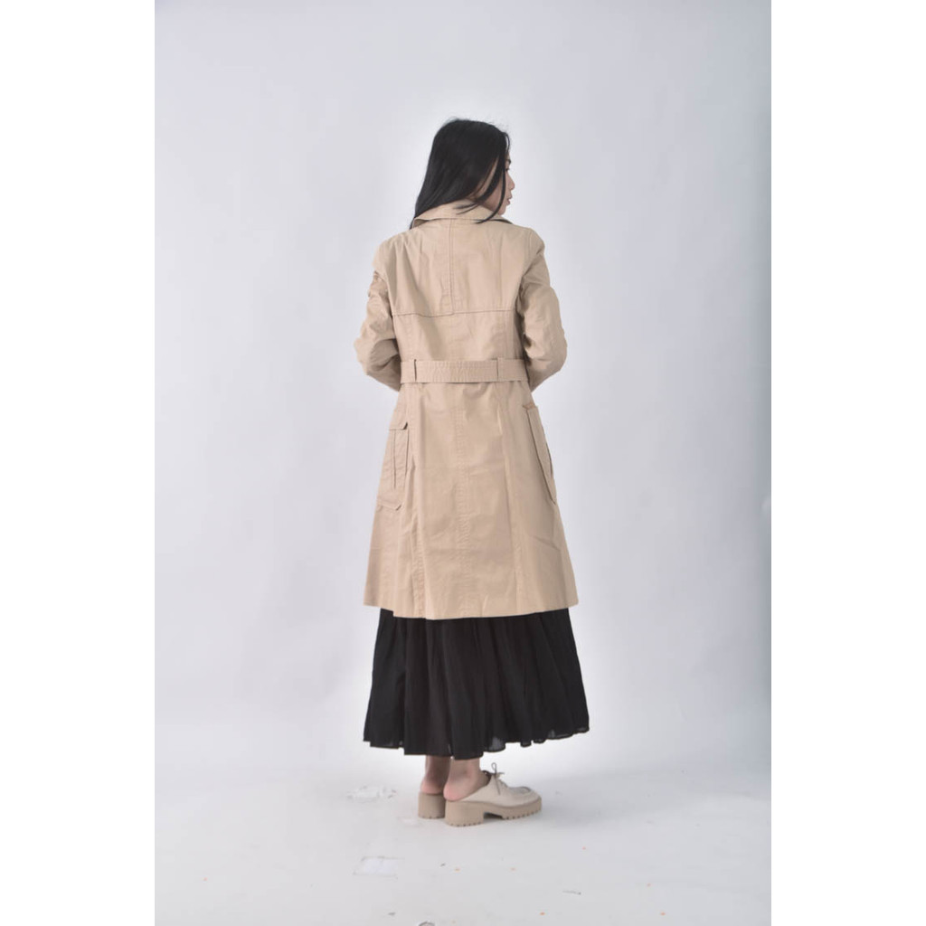 (S) mangosuit棉質杏色綁帶外套二手衣, , large