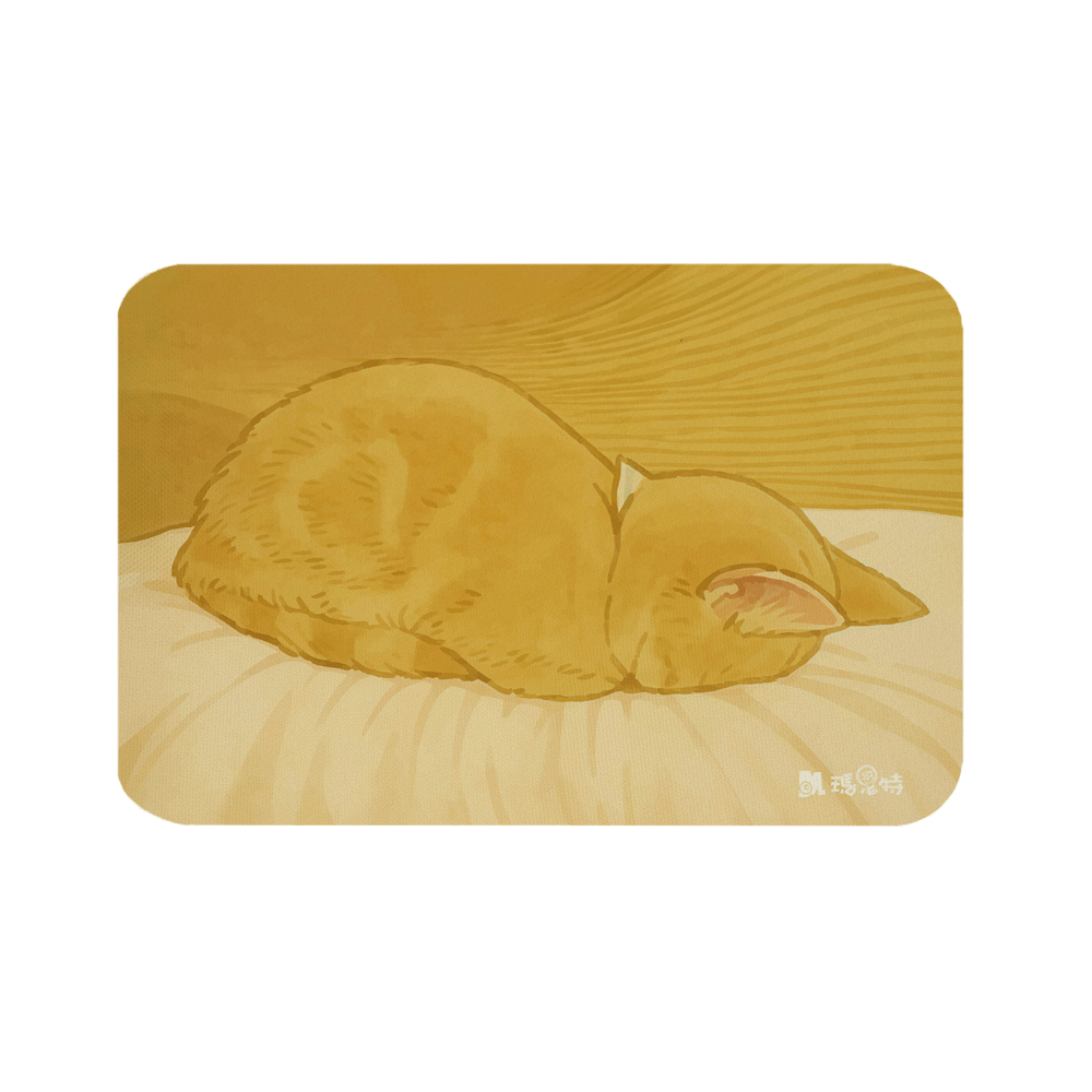 【怪獸】瑪思特 軟式珪藻土吸水地墊 睡癱貓系列 (60x40cm) -斷線貓, , large