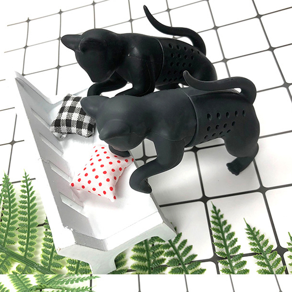 貓奴注意！Purrtea Cat 小黑貓泡茶器 茶包 濾茶 茶漏 食品級矽膠 放茶葉超簡單 送禮賣相好 交換禮物, , large