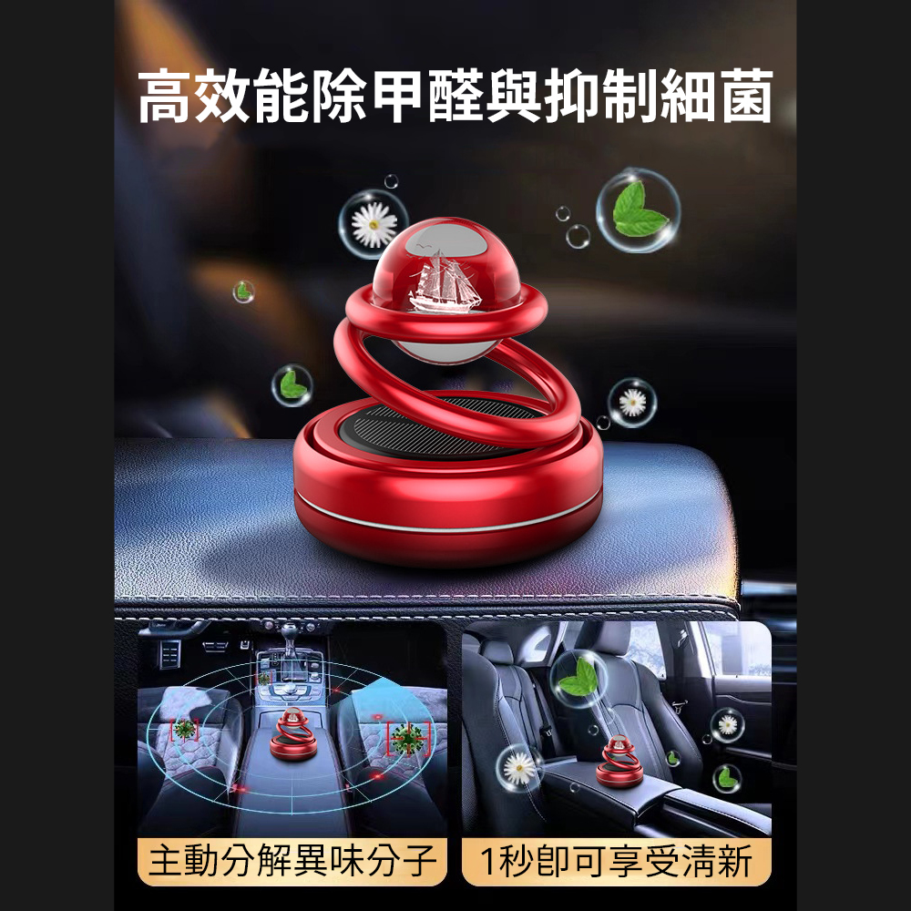 [Solar-Powered Floating Planet Fragrance] Rotates When Exposed to Light, Enhances Scent Diffusion, For Car & Indoor Use, Air Purification, Odor Removal, Antibacterial, , large