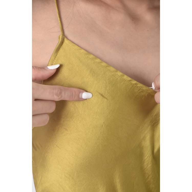 (S) 【安于晴Charlene私服】zara質感吊帶緞面綠色洋裝二手衣, , large