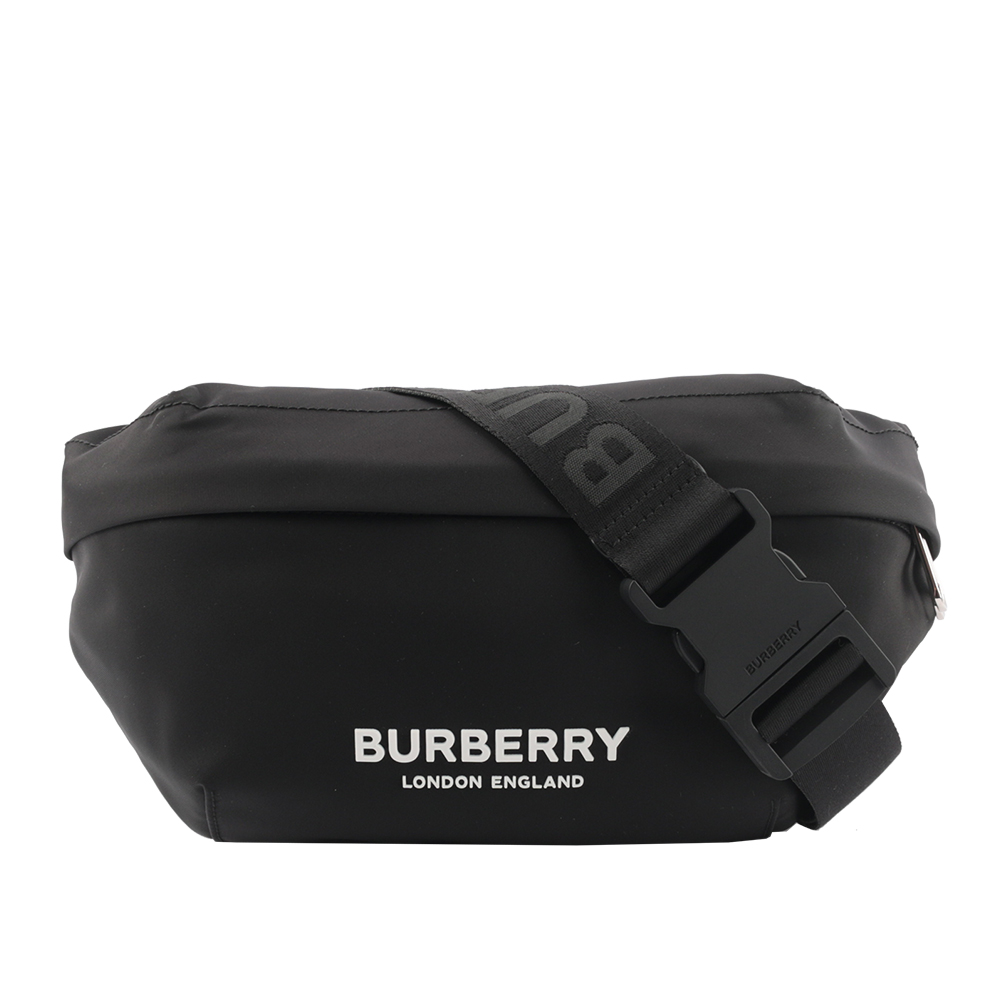 BURBERRY Logo 標誌尼龍 Sonny腰包/黑色, , large
