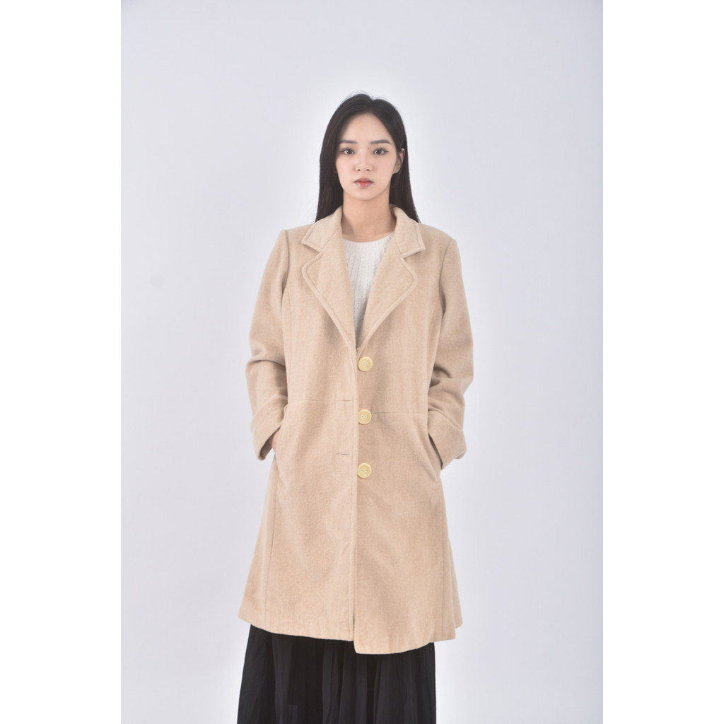 (M) town wear質感大衣杏色外套二手衣, , large