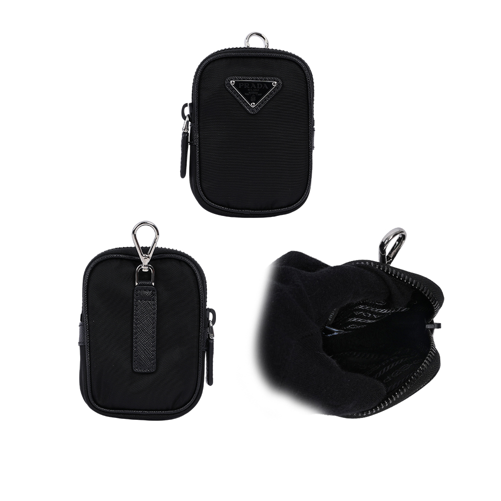 PRADA 三角牌Logo三合一附小袋再生尼龍郵差包/黑色, , large