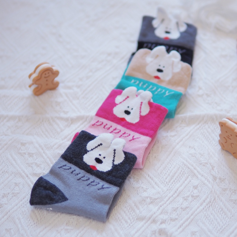 [Kaimei Cotton Industry] 6 pairs set, random and excellent, MIT made in Taiwan, antibacterial and deodorizing children's socks, cute three-dimensional socks - dogs 13-15cm, exclusively sold by Kaimei Cotton Industry, , large