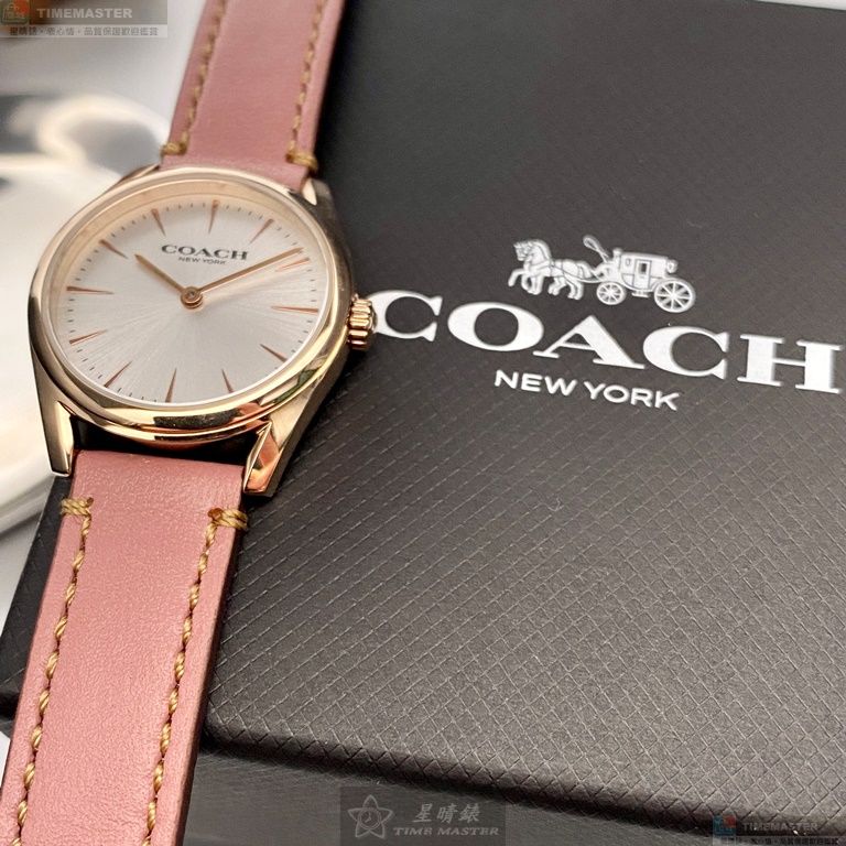 [星晴錶業]COACH手錶,28mm,CH00054白色錶面玫瑰金錶殼粉紅真皮皮革錶帶款, , large
