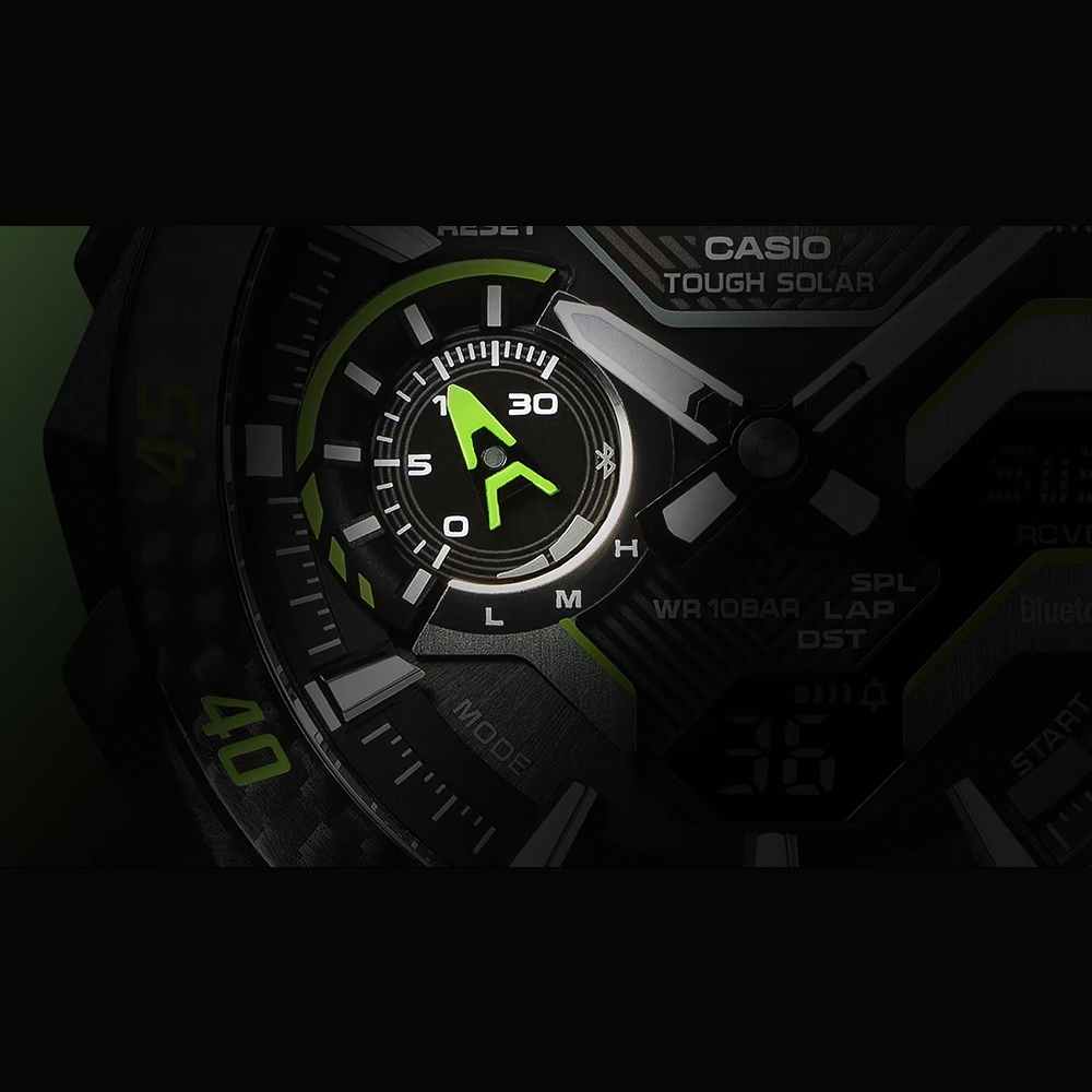 CASIO 卡西歐 EDIFICE 賽車方格旗 太陽能藍芽手錶-黑x黃色 ECB-2200RC-1A9, , large