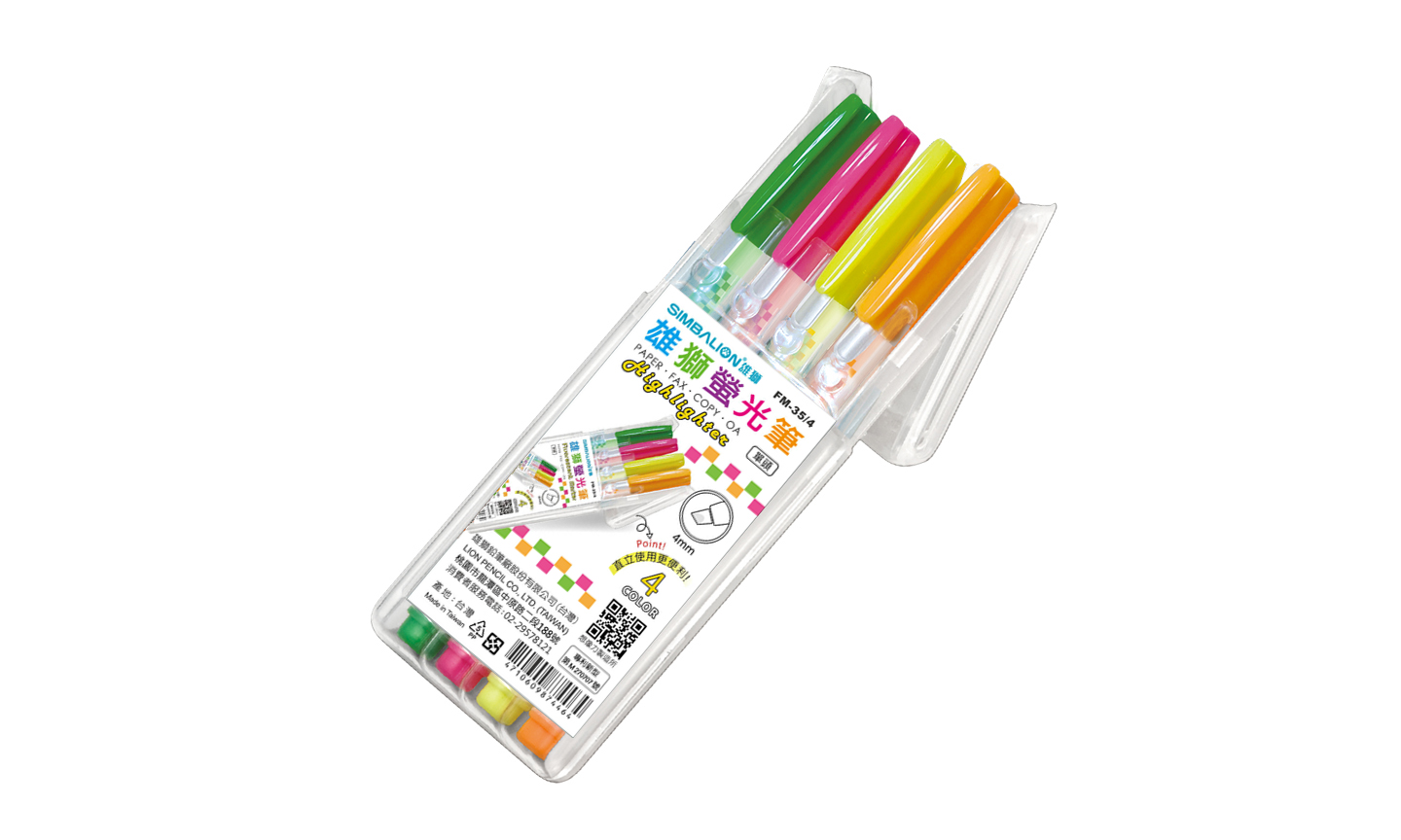【龍品文創】雄獅 FM-35 4色單頭螢光筆, , large