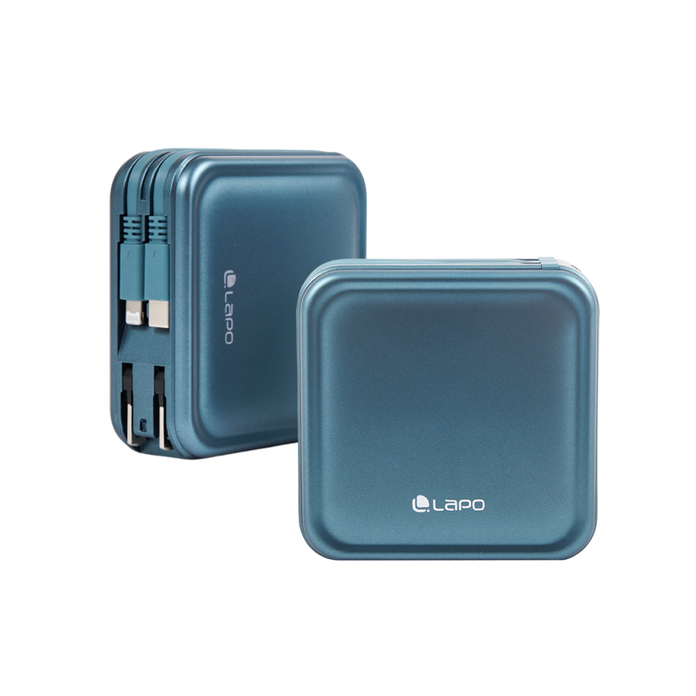 【LaPO】3.5代 全功能無線充電行動電源 11200mAh WT-08P - 沉靜綠(自帶線：Type-C+Lightning ), , large