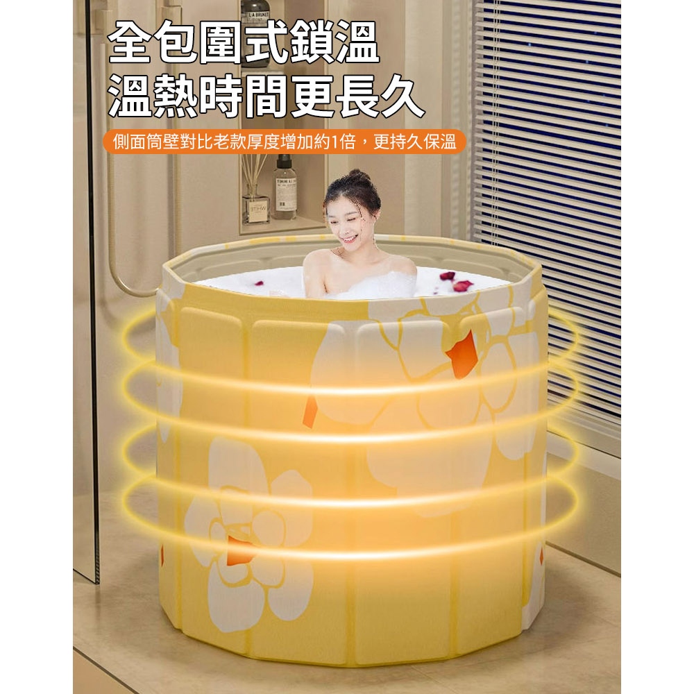【AOTTO】免安裝特大款快速折疊泡澡桶-藍花(BJ-003B), , large