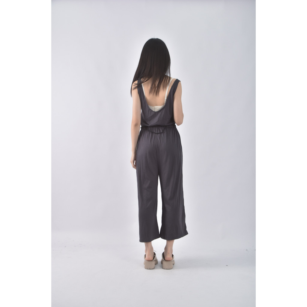 (M) 高腰無袖灰色連身裝二手衣, , large