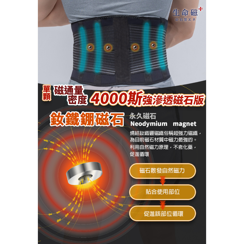 【生命磁】遠紅外線石墨烯磁石護腰 高支撐 腰痠 核心穩定 護具, , large