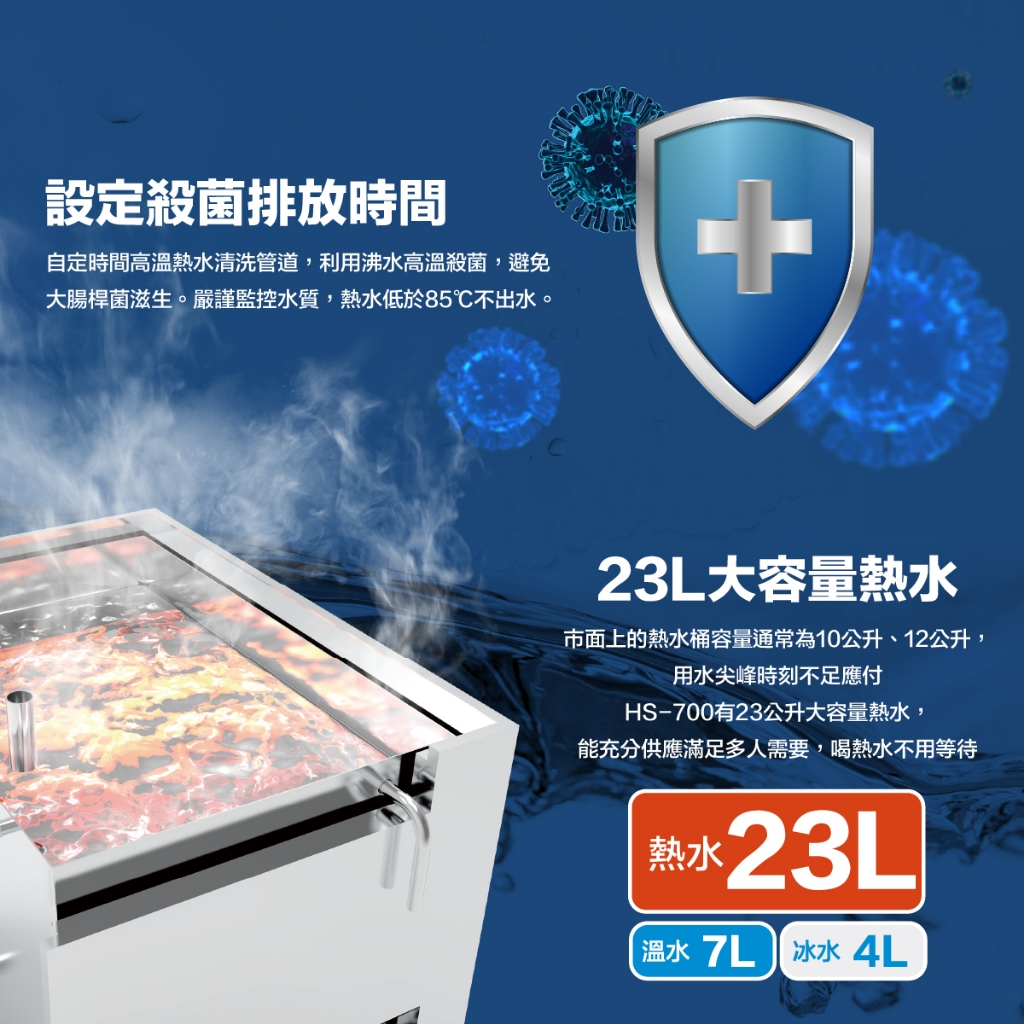 【麗水生活】豪星 HAO-HSING HS-7001 冰溫熱 三溫 程控智慧殺菌飲水機 落地飲水機, , large