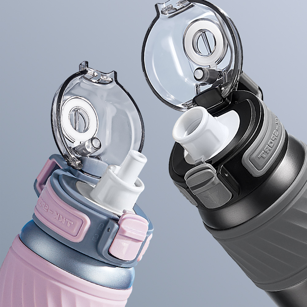 【TKK】哈崙運動 316不鏽鋼 兩用 隨手杯 保溫杯 運動水壺500ML(直飲+吸管)-夜瀾黑, , large