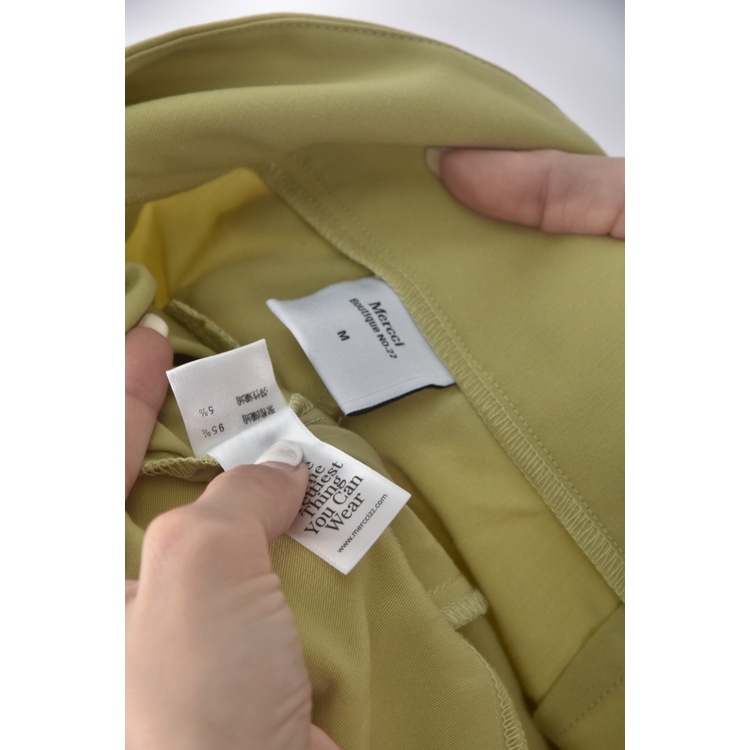 (M) mercci22高腰西裝寬鬆綠色長褲二手衣, , large